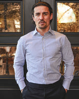 Blue Striped Tailored Fit Shirt