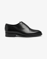 Owen Scott black calf leather whole-cut oxford shoe, side profile