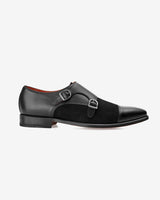 Black Double Monk Handmade Shoe