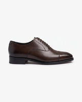 Owen Scott brown calf leather cap-toe oxford shoe, side profile